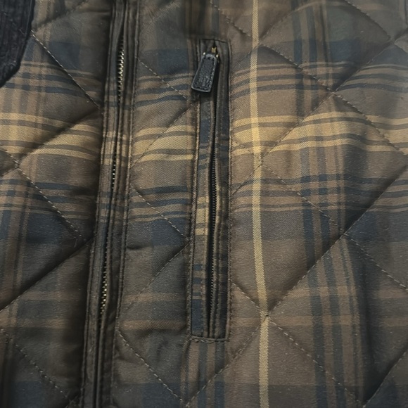 Lauren Ralph Lauren Brown Plaid Quilted Vest with Corduroy Accents | Siz… - Picture 3 of 8